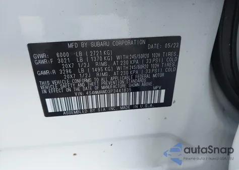 2023 Subaru Ascent Touring 7-Passenger from USA, damaged, VIN 4S4WMAWD3P3441835